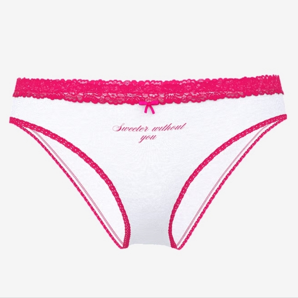 Victoria's Secret PINK Cotton Lace Trim Pink Sweeter Without You Cheeky Panty